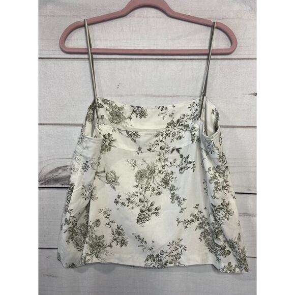 Antonio Melani Size XL Tank Cream Green Floral Sleeveless Chic Preppy - Picture 2 of 5